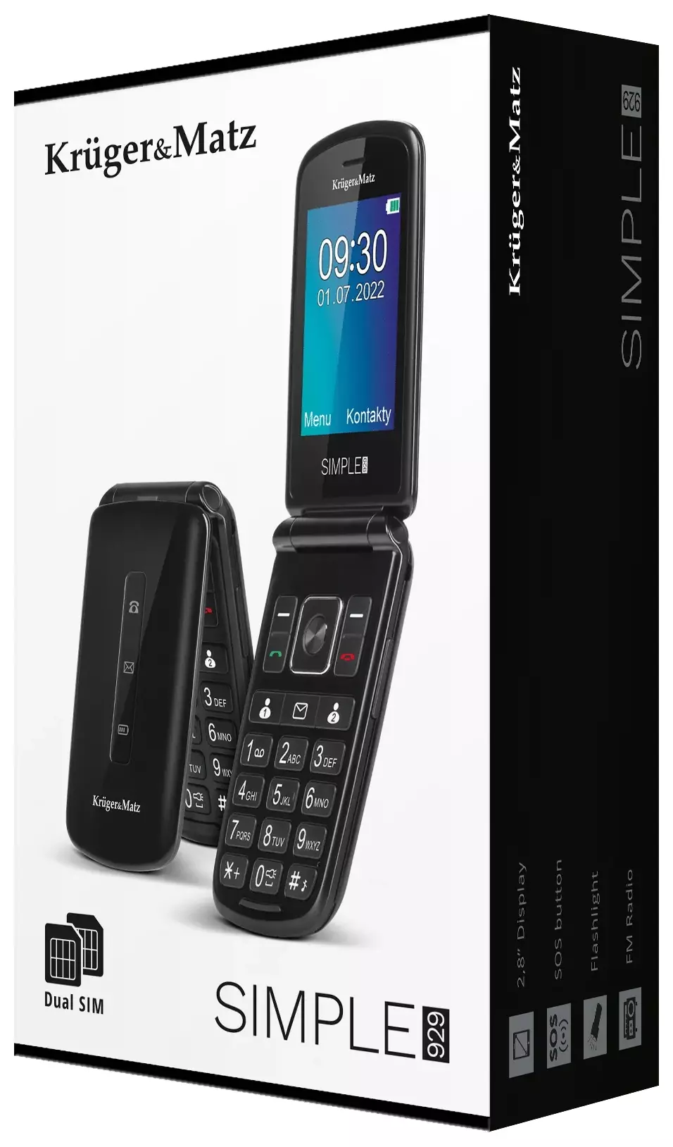 Kruger&Matz Simple 929: telefon dla seniora z dużymi przyciskami, funkcją SOS i obsługą dual SIM