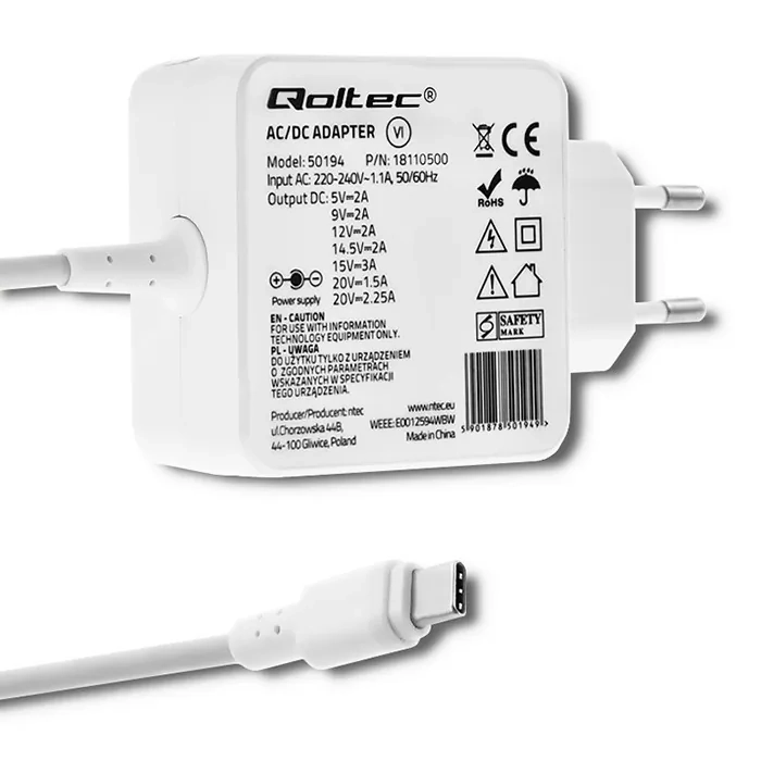Najszybsze ładowanie bez ryzyka: ładowarka sieciowa Qoltec 45W z USB-C PD - idealna dla Twojego MacBooka i innych urządzeń