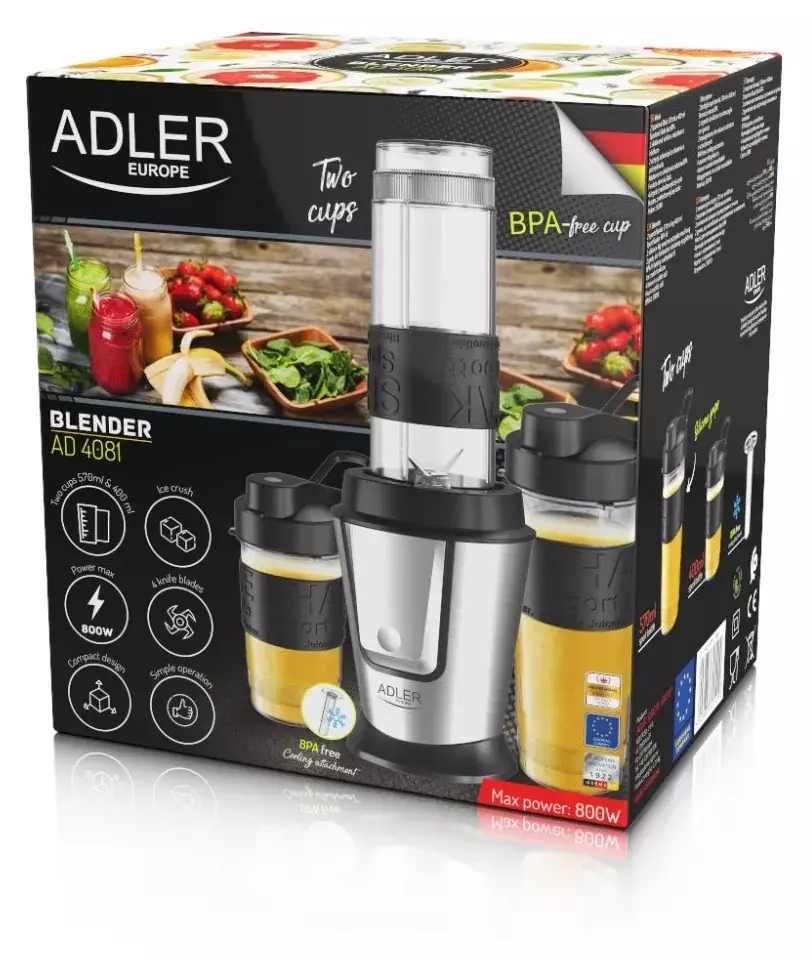 Blender Adler AD 4081 - Twoje zdrowe smoothies i lody w kilka minut, gdziekolwiek jesteś